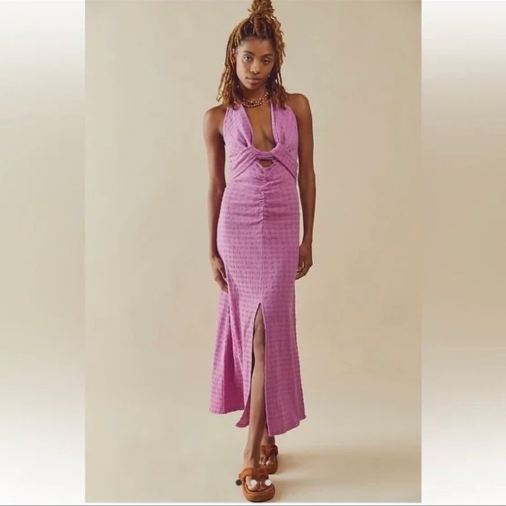 Free People Nya Linen Blend Dress Purple